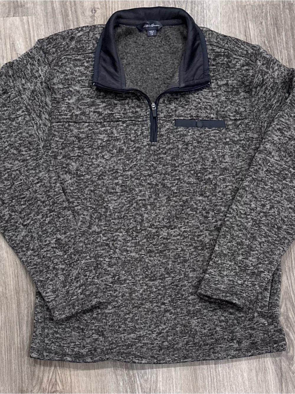 Eddie Bauer Men’s Heathered Charcoal Zip-Up Sweater